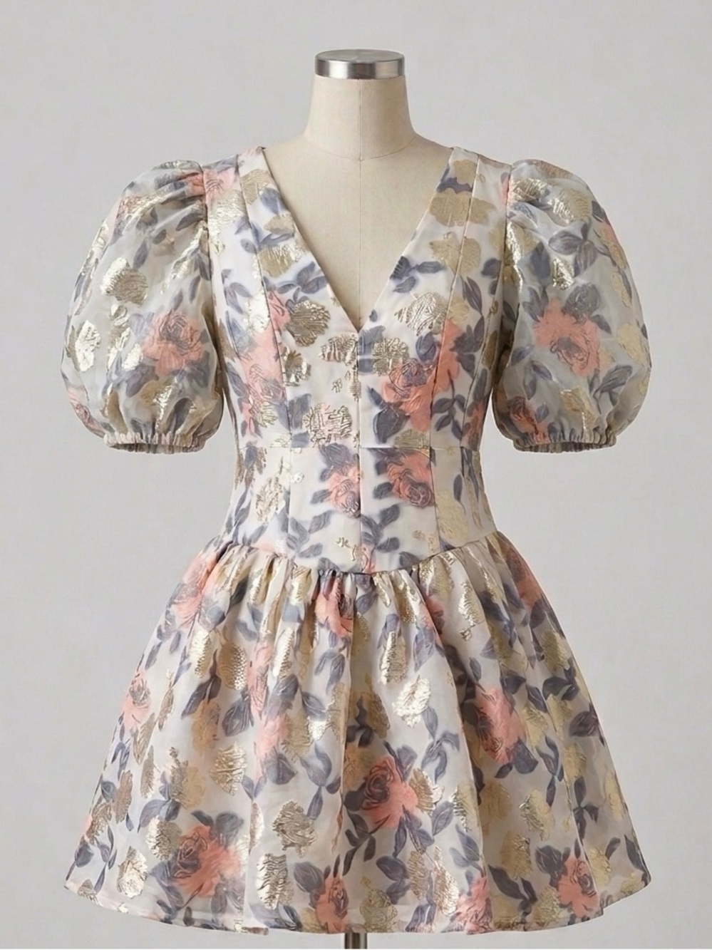 Price is Firm. Zephans and Co Floral Puff Sleeve V-Neck Mini Dress.